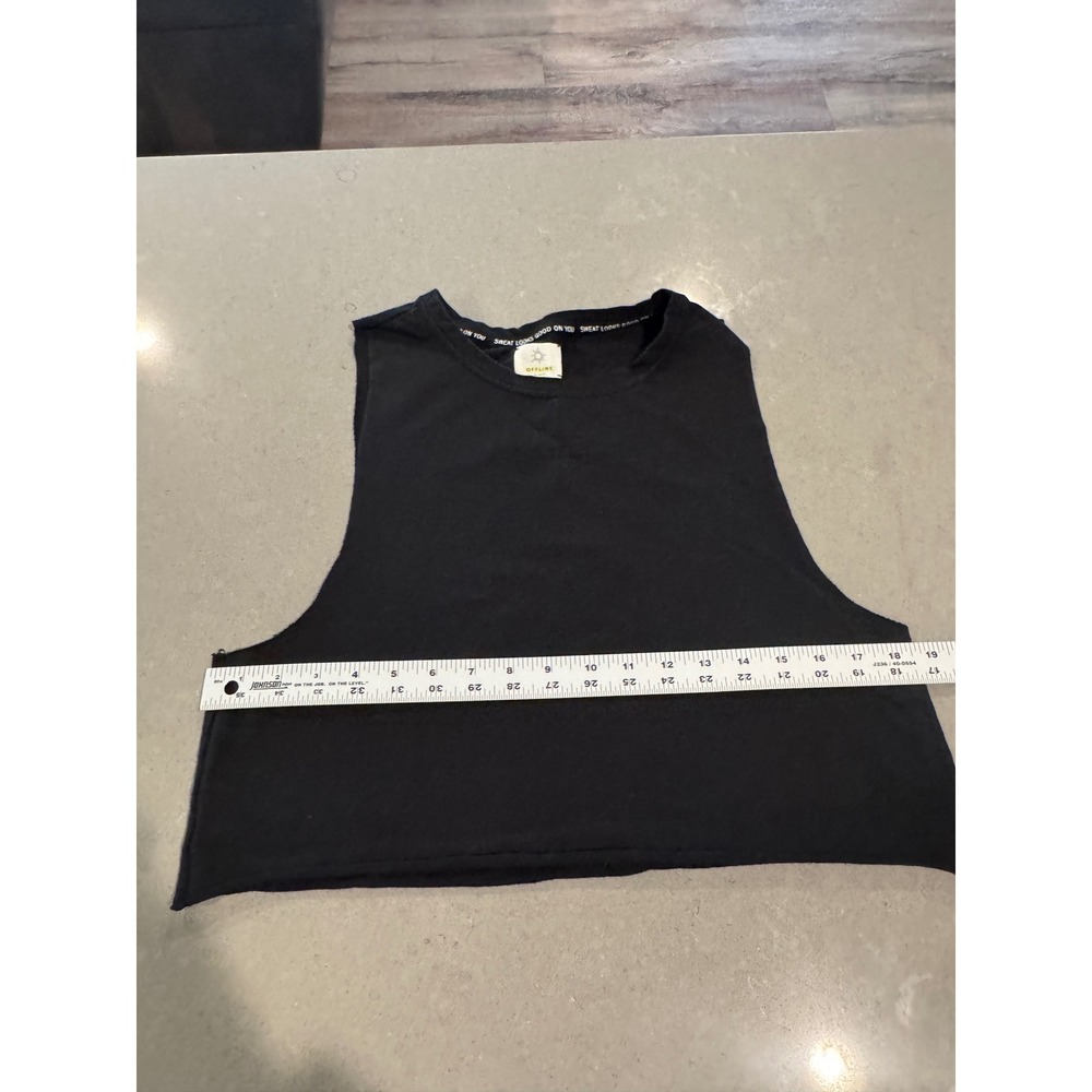 OFFLINE by Aerie‎ Black Muscle Tank Crop Top S P CH - Picture 2 of 4